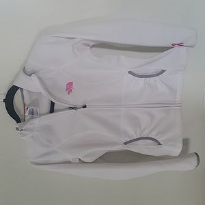 The North Face White Hoodie with Pink Accents